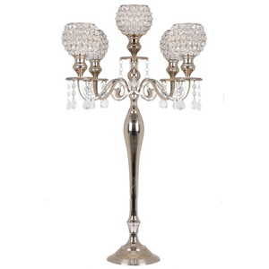 Gold 5 arm <b>taper</b> candelabra 2 feet aluminium <b>candle</b> holder decorative <b>candle</b> stand tabletop <b>taper</b> <b>candle</b> holder luxury wedding - Product Image 2