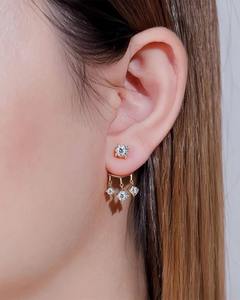 Boucles d'oreilles pendantes en or blanc 14 carats avec diamants de laboratoire taille ronde, style chandelier, pour femmes et jeunes filles - Product Image 2
