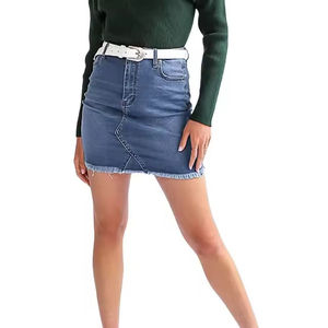 2026 New Arrival Womens Straight Casual Eco Friendly Washed Breathable UV Protection 100% Polyester Denim Skirt Customized Color - Product Image 1
