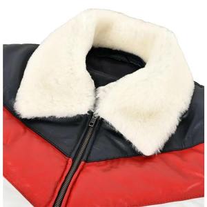 Men's Color Blocking <b>Leather</b> Sherpa <b>Jacket</b> With Faux Fur Collar Windproof <b>Winter</b> Moto Style Sherpa <b>Jacket</b> for Men's 2026 - Product Image 3