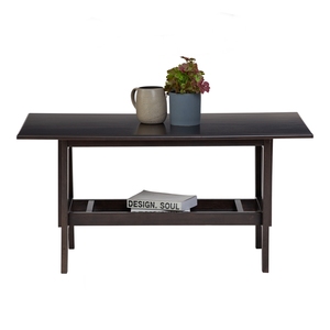 Mesa de Centro Rectangular de Madera Marrón con Estante de Almacenamiento para Sala de Estar, Apartamento u Hotel - Product Image 4