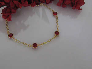 สร้อยข้อมือทองคำประดับทับทิม รุ่นใหม่ล่าสุด ปี 2026 - สร้อยข้อเท้าชุบทอง 18k ดีไซน์สวยหรูและเปล่งประกาย สำหรับผู้หญิงและเด็กผู้หญิง - Product Image 2