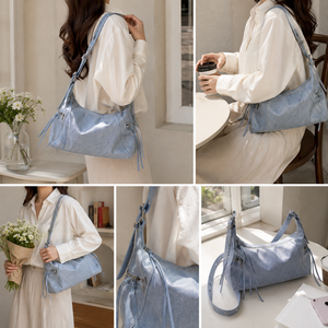 Bolso de Hombro de Piel Sintética para Mujer, Estilo Vintage Minimalista de Lujo, Correa de Hombro Suave, Diseño Impermeable y Ligero, Poliéster, Uso Diario - Product Image 5