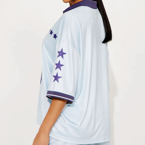 Women's Sublimation <b>Mesh</b> American Football Jersey Set V Neck Short Sleeve Training Uniform Breathable 2 Piece Athletic Wear OEM - Product Image 5