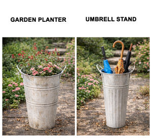 Cubo de metal galvanizado de 15 pulgadas para flores - Cubos de flores estilo rústico para floristería con asas, florero metálico para el hogar y el jardín - Product Image 3