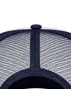 Gorra trucker azul marino y blanca personalizada con malla trasera, cierre ajustable, transpirable, frente de espuma de poliéster, logotipo personalizado, gorra de béisbol. - Product Image 6