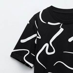 T-shirt décontracté pour homme à manches courtes, 100 % coton et polyester, noir, de haute qualité, avec logo personnalisé imprimé, style streetwear, vente chaude - Product Image 5