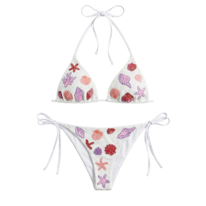 Wholesale New Arrival Hot Selling Two Pieces Blue <b>Beaded</b> Lemon High Quality <b>Beaded</b> Embroidery Swimwear 2-Piece Bathing <b>Set</b> - Product Image 3