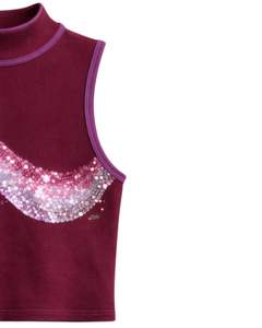 Débardeur côtelé bordeaux personnalisé pour femme avec motif vague en strass, sans manches, décontracté, mode estivale, fabricant sur mesure - Product Image 3