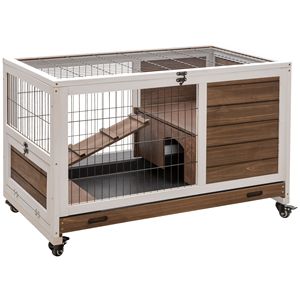 Gabbia per Conigli da Interno Marrone, Taglia XXL, su Ruote, con Vassoio Estraibile e Rampa, per Allevamento, con Accesso Conveniente - Product Image 1