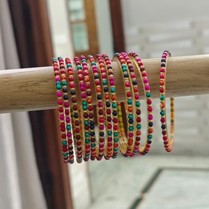Juego de Brazaletes de Vidrio con Cuentas Multicolores de Primera Calidad, Hechos a Mano, Tradicionales, Étnicos, Indios, para Novias, Bodas, Fiestas, Joyería para Mujer - Product Image 5