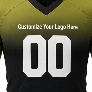 Conjunto de Uniforme de Fútbol Americano para Hombre, Negro y Verde Oliva, Cuello en V, Manga Corta, Absorbente de Humedad, Ajustado - Product Image 3