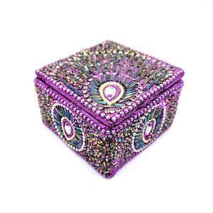 Big Size Red Stone Beaded Trinket Box for Jewelry Rings Chains Necklace Earings Storage Box Decorative Wedding Favor Box - Product Image 6