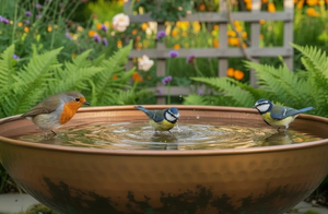 Baño para Pájaros Redondo de Metal, Cobre y Hierro, para Montar en Terraza, Spa para Pájaros, Cuenco para Baño de Aves - Product Image 5