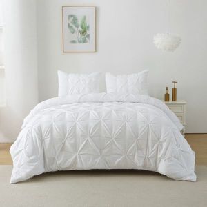 King Comforter <b>Set</b> with 1 Down Alternative Comforter and 2 Pillow Shams 3 Piece Pintuck <b>Bedding</b> <b>Set</b> in White - Product Image 6
