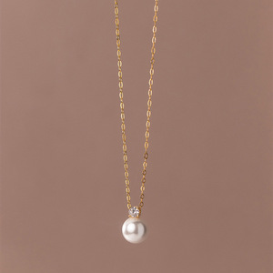 Collier en perles d'eau douce naturelles serties de diamants à quatre griffes, version coréenne, accessoire féminin polyvalent haut de gamme - Product Image 2