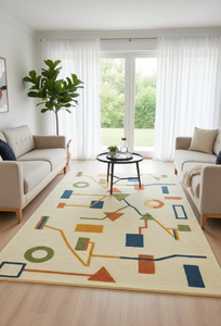 Tapis en laine faits main, tuftés à la main, motifs multicolores, taille et couleur personnalisables pour la maison, le bureau ou le salon. - Product Image 2