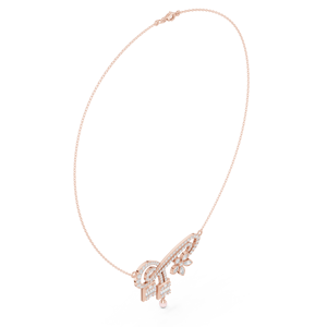 Rose <b>Gold</b> Lab Grown Diamond <b>Infinity</b> Floral Pendant <b>Necklace</b> for Women | Elegant Baguette & Round Diamond Chain Gift - Product Image 2