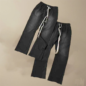 Conjunto de Sudadera con Capucha y Pantalones Deportivos Personalizados para Hombre, Estilo Urbano, 100% Algodón, Lavado Ácido con Efecto Desgastado, con Cierre de Cremallera - Product Image 3