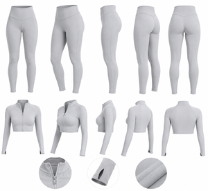 Conjunto de ropa de Yoga para mujer, Leggings de cintura alta sin costuras, Top deportivo corto, elástico, para Fitness, gimnasio, entrenamiento para correr, nueva moda - Product Image 6