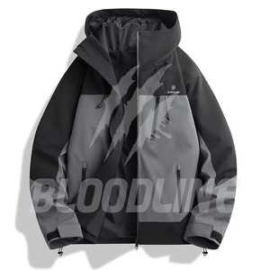 Veste coupe-vent noire à manches longues imprimée pour homme BLOODLINE, vêtements d'extérieur pour l'hiver - Product Image 1