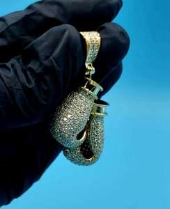 Pendentif Gants de Boxe Style Hip Hop Luxe Argent 925 Sertie de Pierres pour Hommes, Pendentif Miami, Pendentif Rapper Bust Down - Product Image 3