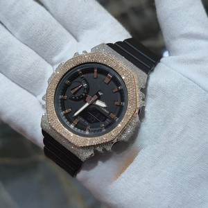 Reloj de cuarzo octogonal negro con incrustaciones de moissanita de escamas mixtas, pulsera de acero inoxidable estilo Hip Hop con diamantes, joyería de muñeca para hombre - Product Image 5