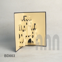 Tarjeta de Felicitación 3D Pop-up Personalizada Hecha a Mano ANN, Papel Kraft de Alta Calidad, Estilo Japandi, Tema de Edificios Antiguos Europeos, Grabado en Relieve
