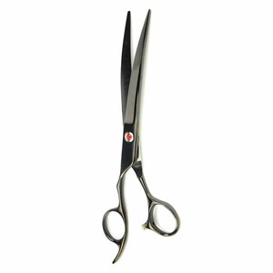 Tijeras de peluquería canina de titanio color negro, cuchillas curvas afiladas, para diestros, resistentes, para profesionales. - Product Image 1