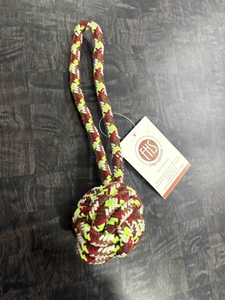 FTS International <b>Dog</b> Chew Toy Nylon Rope Knotted <b>Ball</b> Geometric Pattern Durable Indoor Use Medium Size for <b>Dogs</b> - Product Image 1