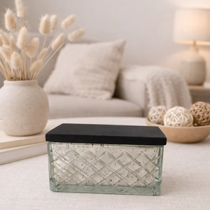 Porte-bougies et lanternes en verre argenté personnalisé avec couvercle en bois de manguier, vides, pour décorations de Noël et de fêtes à la maison - Product Image 6