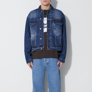 Wholesale Clothing Manufacturer <b>Denim</b> Men's <b>Jackets</b> <b>Custom</b> Basic Solid Color Jeans <b>Denim</b> Men's <b>Jackets</b> - Product Image 3