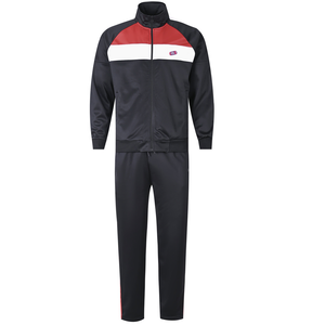 Men's Black <b>Red</b> White Color Block Tracksuit Set Full Zip Sporty Style Autumn Wear Regular Fit Polyester Material Side Pockets - Product Image 1