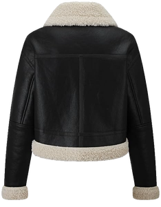 Blouson Moto Femme en Similicuir et Fausse Fourrure Style Café Racer Respirant Court en Peau de Mouton Synthétique Hiver Doublure en Fausse Fourrure OEM - Product Image 2