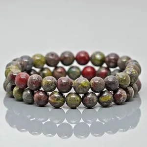 Bracelet extensible en perles de pierre de sang de dragon naturelle de 8 mm, lisses et rondes, qualité AA, bijoux de guérison, vente en gros - Product Image 1