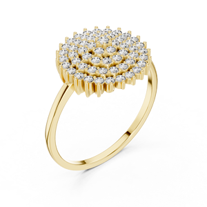 Anillo de oro amarillo macizo de 14k para mujer con diamante de corte brillante redondo minimalista en forma de flor, ideal para regalo de compromiso, aniversario o boda. - Product Image 3