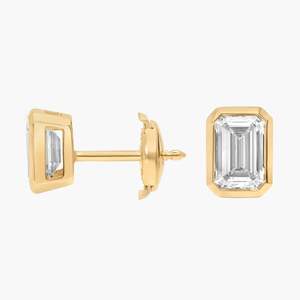 Pendientes de Oro Sólido de 14K con Baño de Rodio, Diamante Cultivado en Laboratorio de 2.00 Ct, Corte Esmeralda, Engaste de Bisel, Certificado IGI, Regalo de Lujo para Fiestas y Bodas - Product Image 4