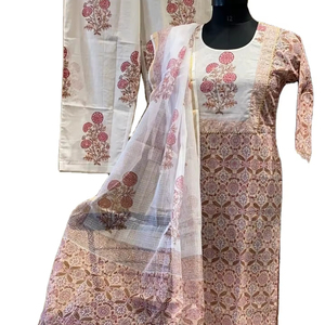 สินค้ามาใหม่ แบรนด์ RN ชุดสัลวาร์ คามีซ ผ้าฝ้ายแท้ พิมพ์ลายสวยงาม ชุดเสื้อ-กางเกง-ผ้าคลุมไหล่ แห้งเร็ว เหมาะสำหรับฤดูร้อนและฤดูใบไม้ผลิ คุณภาพหรูหรา ราคาขายส่ง - Product Image 1