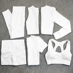 <b>Top</b> Selling New Arrival High Quality Women Yoga Set Breathable Short Sleeve Custom Design Front Logo 2 Piece Set - Product Image 5