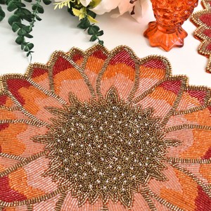 Luxury Handmade Beaded Placemat Sunflower Design <b>Table</b> <b>Mat</b> Decorative Dining <b>Table</b> Decor Wedding Hotel <b>Table</b> Setting Custom Bead - Product Image 2