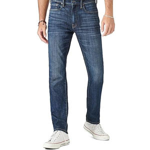 Jeans de Mezclilla Rectos para Hombre, Corte Clásico, Estilo Casual Urbano, Cintura Media, Lavado Medio, Azul, Diseño Retro, Transpirables para Invierno y Verano - Product Image 1