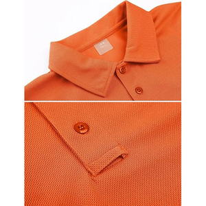 <b>Orange</b> Short Sleeve <b>Polo</b> Shirt 100% Polyester Pique Quick Dry Casual Wear Button Front Solid Color Regular Fit - Product Image 4