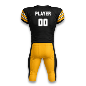 Custom Men's American Football Jersey Set Black Yellow V-Neck Short Sleeve <b>Moisture</b> Wicking Fitted Sport Apparel - Product Image 2