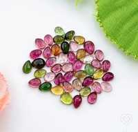 Natürliche mehrfarbige Turmalin-Cabochons in Birnenform, lose Edelsteine für die Schmuckherstellung zum Großhandelspreis ab Werk erhältlich.