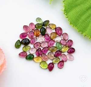 Turmalina natural multicolor en forma de pera, lotes de cabujones de piedras preciosas sueltas para la fabricación de joyas a precio de fábrica al por mayor. - Product Image 2
