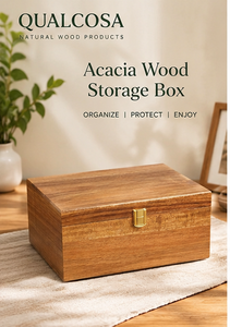 Natural Acacia Wood Modern <b>Lockable</b> Storage <b>Box</b> Memory Keepsake Chest Hinged Lid Jewelry Photos Gifts Home Office Organization - Product Image 6