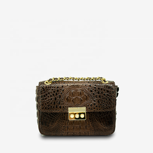 Bolso de mano de marca de diseñador para mujer, piel de cocodrilo auténtica, forma de sobre de cocodrilo, venta al por mayor, cubierta L21 X W8.5 X H14cm - Product Image 5