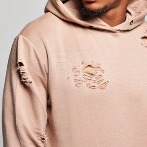 <b>Top</b> Selling OEM Service Men <b>Distressed</b> Hoodies Solid Winter 100% Cotton Oversized Fit Side Pockets Wholesale Price - Product Image 4