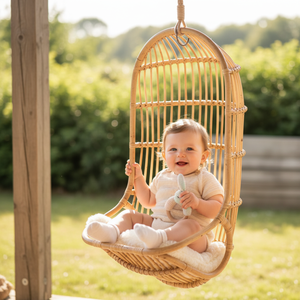 Silla colgante moderna de ratán, silla columpio de mimbre tejida a mano con cojín para interiores, exteriores, balcón, patio, muebles de jardín - Product Image 5