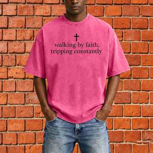 Personalized Vintage Acid Wash Heavy 100% Cotton 240 GSM Oversized Tee Streetwear Crewneck Summer Vacation OEM T-<b>Shirt</b> for Men - Product Image 5